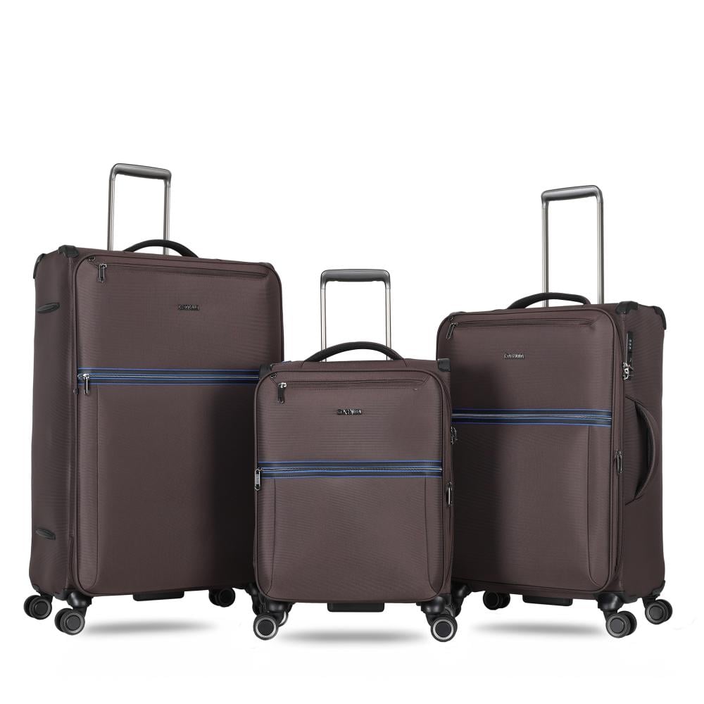 طقم شنط سفر قماش 3 قطع دبل كفرات هيكل ألمونيوم وسحاب توسعة ضد السرقة خفيف الوزن