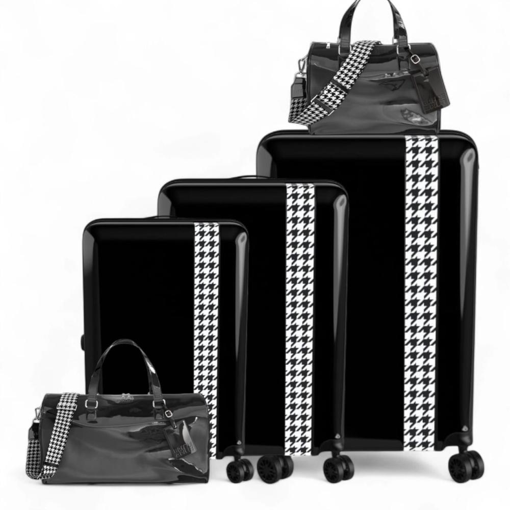 طقم شنط سفر - ضد الكسر - باكج أنيق ومتين مصنوع من مادة البولي كربونات ماركة / Bande à Part / مكون من 5 قطع - ويشمل حقيبتين يد مقاسات متعددة  - بالاضافة الى 3 تلبيسات حماية لشنط السفر وبطاقات تعريفية