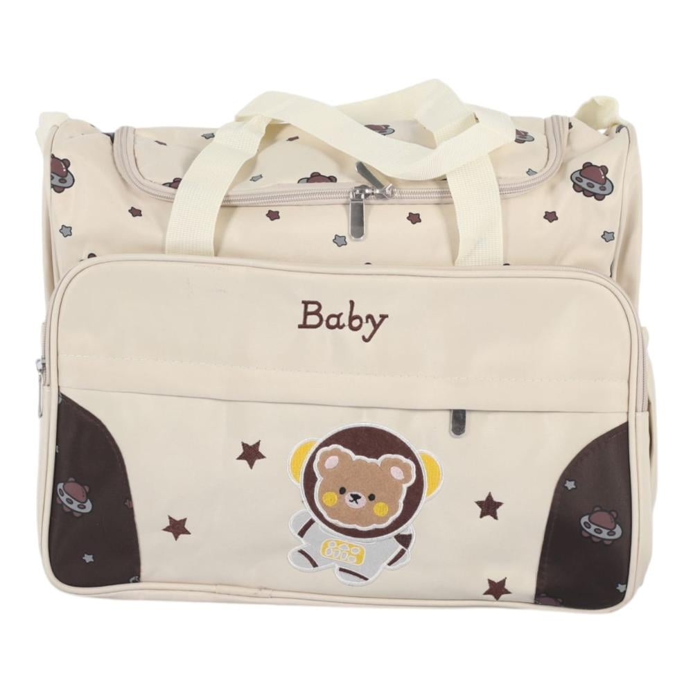حقيبة أغراض مواليد بتصميم عملي وأنيق بالوان متعددة ، تتميز بنقشة نجوم بيضاء في الجزء العلوي