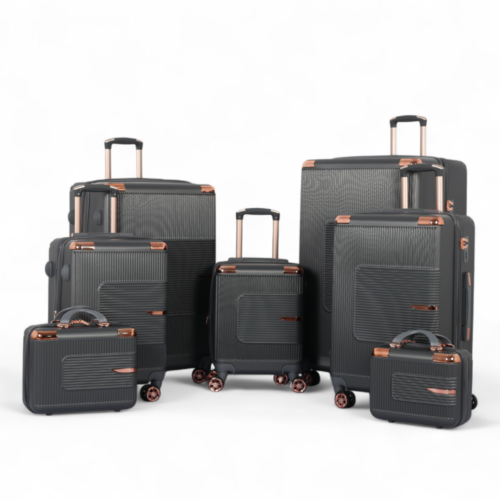 طقم شنط سفر دبش عرايس 7 قطع بسحاب متين - كفرات مزدوجة 360 درجة  من ماركة AVIATOR