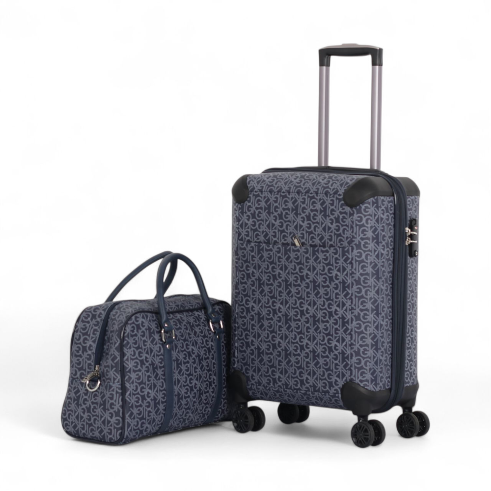 شنطة سفر كلاسيكية مغطاة بجلد – ضد الكسر – حقيبة سفر مقاس 20 بوصة مع حقيبة يد أنيقة