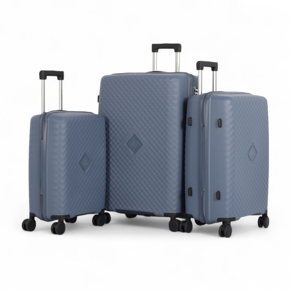 طقم سفر عصري من 3 قطع – متين وعملي – مقاسات 28 و24 و20 بوصة – مصنوع من بولي بروبلين ضد الكسر