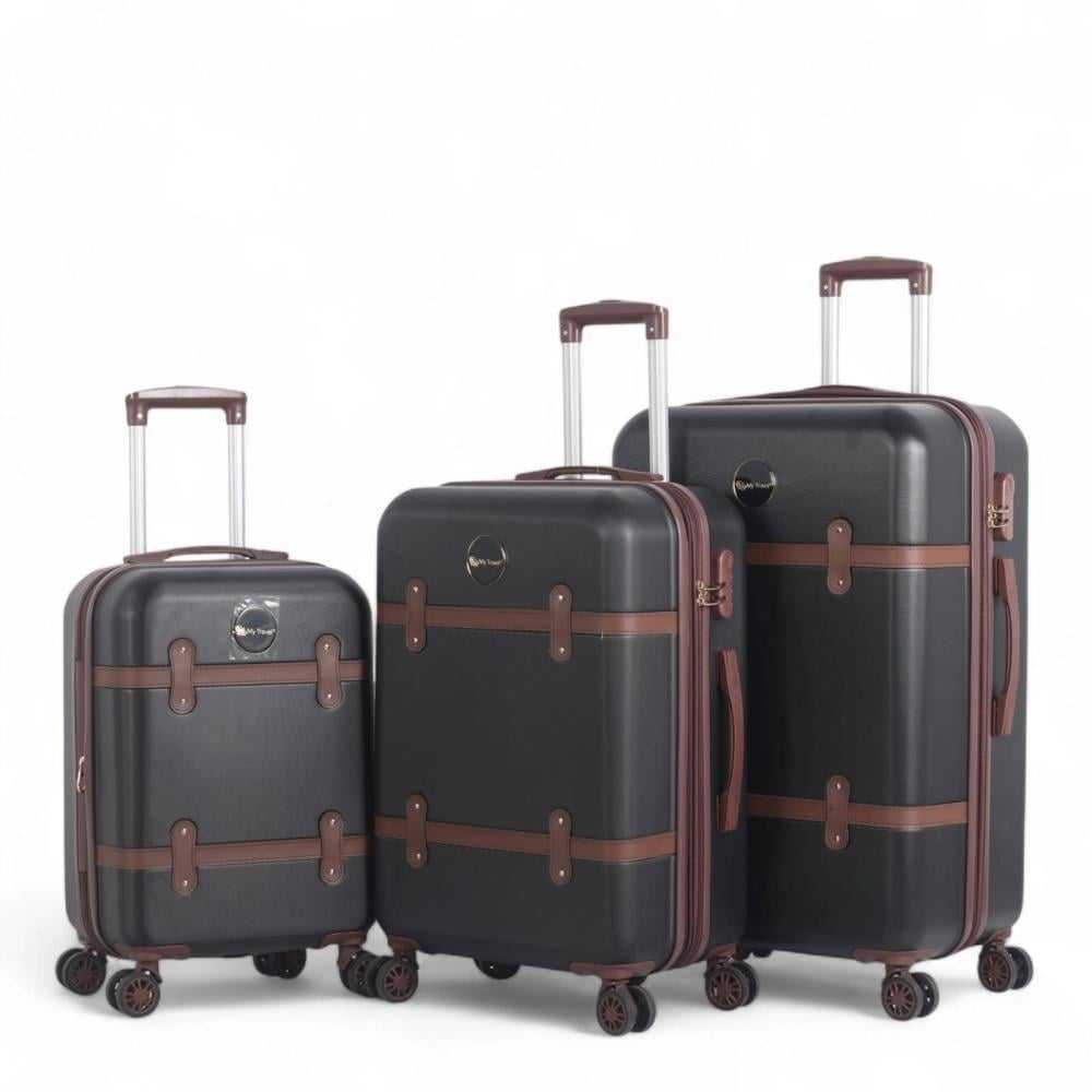 طقم حقائب سفر فاخرة ومتكاملة من ثلاث 3 قطع من البولي كربون المقاومة للكسر (مقاسات كبيرة وميزات فائقة)