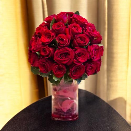 فازة ورد جوري دائرية ( كلاسيك )