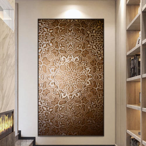 لوحة قماشية بتصميم هندسي مع برواز