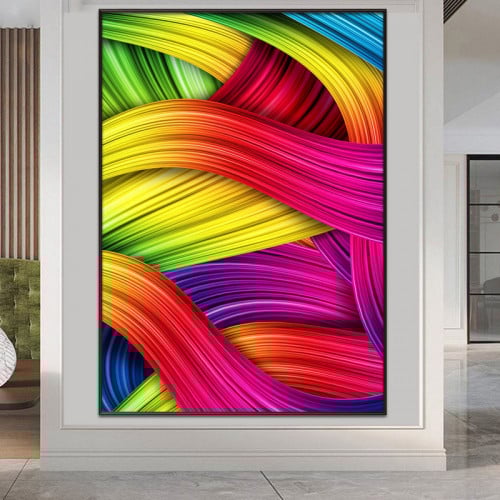 لوحة قماشية بتصميم تجريدي مع برواز