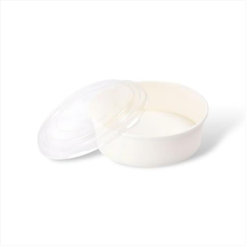 علب ورقية دائرية لون ابيض للسلطة مع غطاء 36 اونص (200حبة)