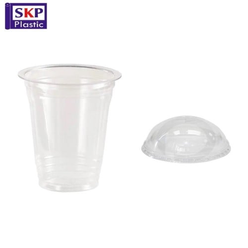 اكواب بلاستيك للعصير 12 انص مع غطاء قبة كرتون (1000 حبة)