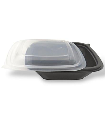 علب بلاستيك مربعة لون اسود للمايكرويف والثلاجة 350ميلي (240 حبة)