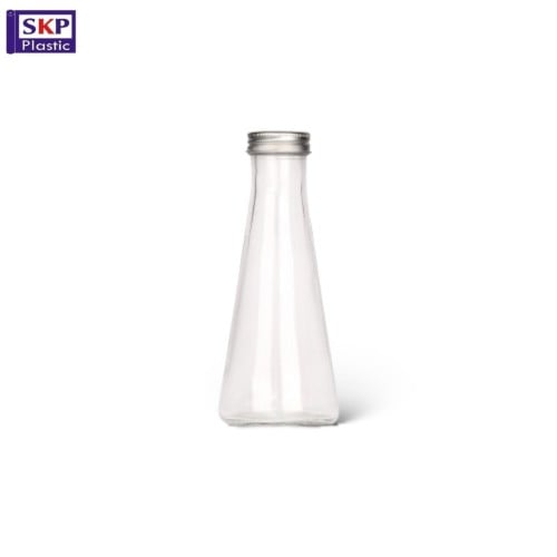 علب زجاج شكل هرمي بغطاء المنيوم 350مل (كرتون 60حبة)