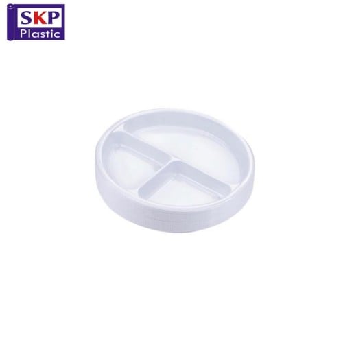 صحن بلاستيك دائري مقاس 26  مقسم 3 اقسام (500 حبة)