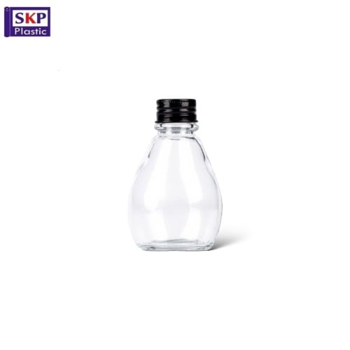 علب زجاج شكل بيضاوي بغطاء المنيوم 350مل (كرتون 72حبة)