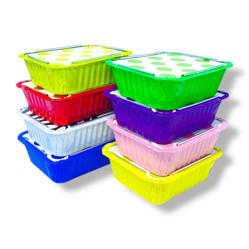 علب طعام قصدير حجم صغير مع غطاء الوان متعددة (10حبة)