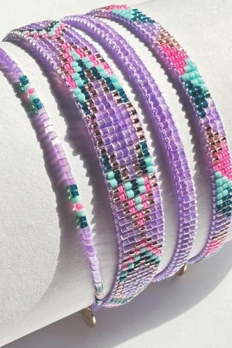 Purple Rose gold Beaded Friendship Bracelet