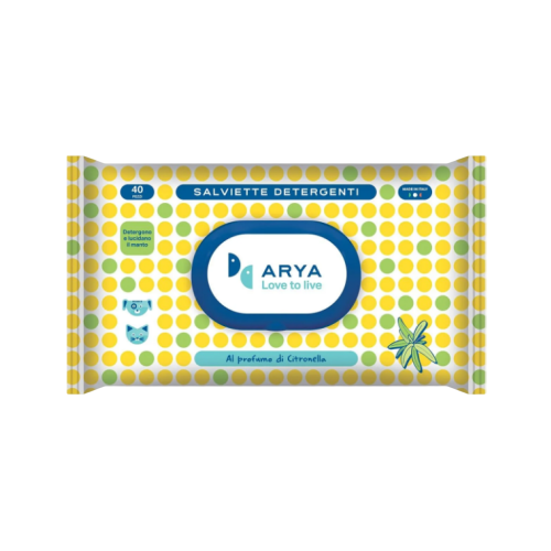 اريا مناديل مبلله برائحة عشبة الليمون للقطط والكلاب 40 منديل