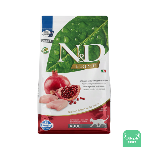 دراي فود فارمينا برايم N & D للقطط البالغة بالدجاج والرمان 1.5 كيلو