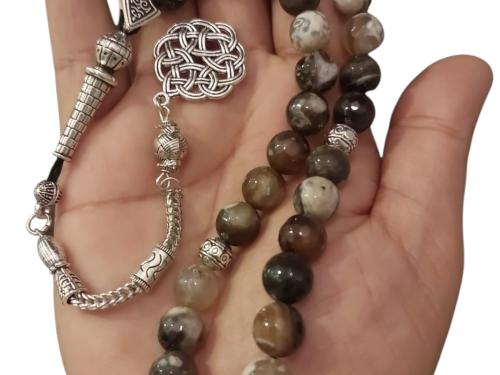 سبحة حجر طبيعي Chocolate Opal شيكولاتى اللون