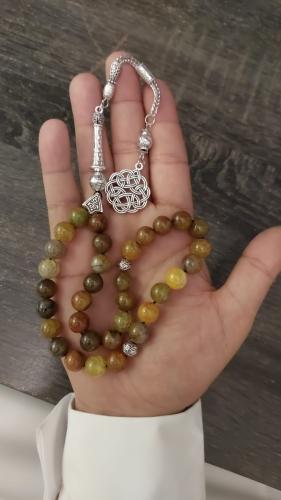 سبحة حجر طبيعي Jadeite اليشمك