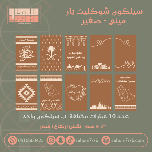 سيلكون نقش ميني شوكليت بار ١٠ فتحات عبارات مختلفة