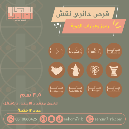 سيلكون قرص دائري نقش رموز وعبارات الهوية ١٢ فتحة