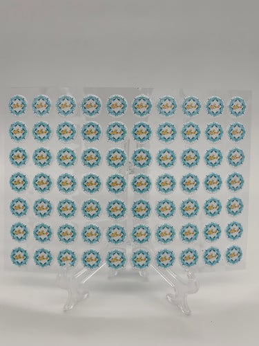 عيد سعيد سماوي واصفر  - 70 قطعه - ترانسفير شيت