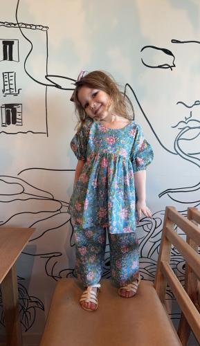 Lucha Blue floral cotton set طقم مورد ازرق قطن