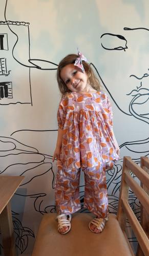 Lucha, birds orange and pink cotton set. طقم عصافي...