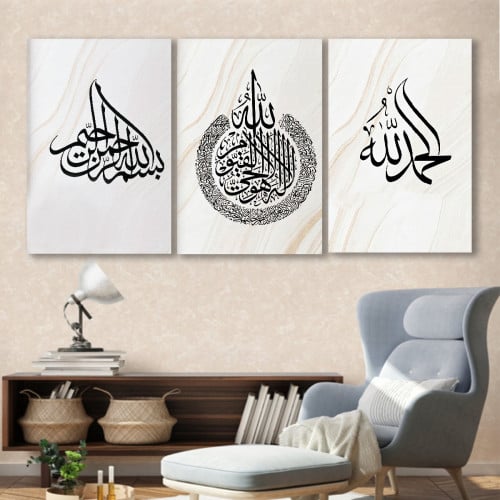 ثلاث لوحات قماشية 120x60سم