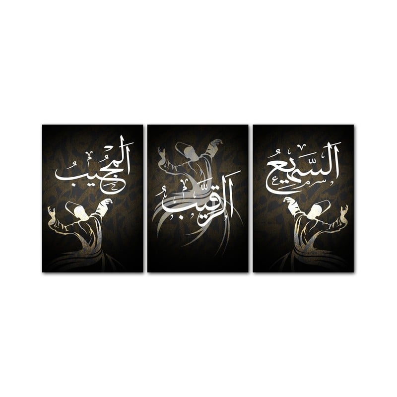 ثلاث لوحات خشبية ام دي اف مقاس 120x60 سم