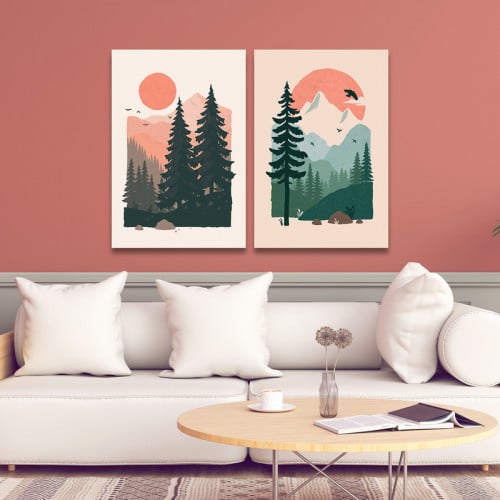 لوحة قماشية ثنائية بتصميم طبيعة