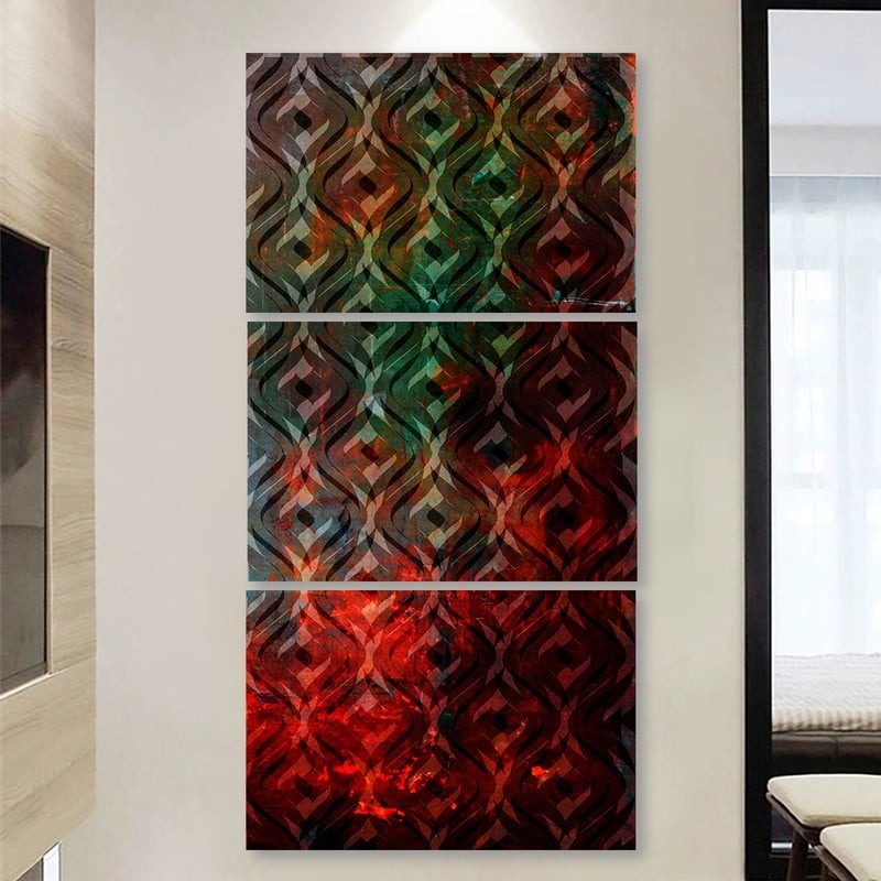 ثلاث لوحات خشبية ام دي اف مقاس 120x60 سم