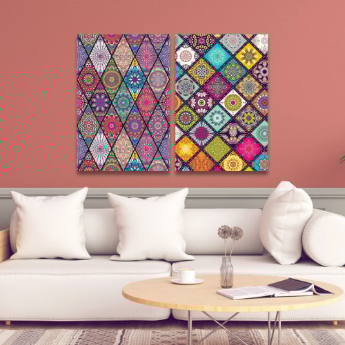 لوحة قماشية ثنائية بتصميم تجريدي