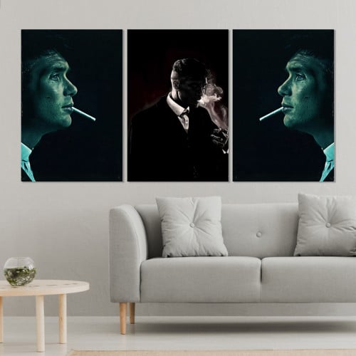 ثلاث لوحات قماشية بتصميم مسلسل peaky BLINDERS