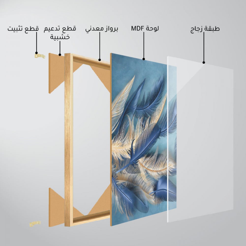 ثلاث لوحات جدارية مع  برواز واكريلك شفاف