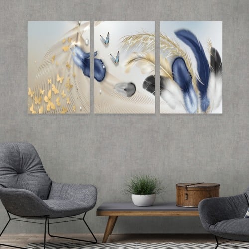 ثلاث لوحات خشبية ام دي اف مقاس 120x60 سم