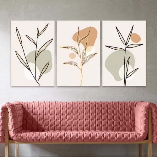 ثلاث لوحات خشبية ام دي اف مقاس 120x60 سم