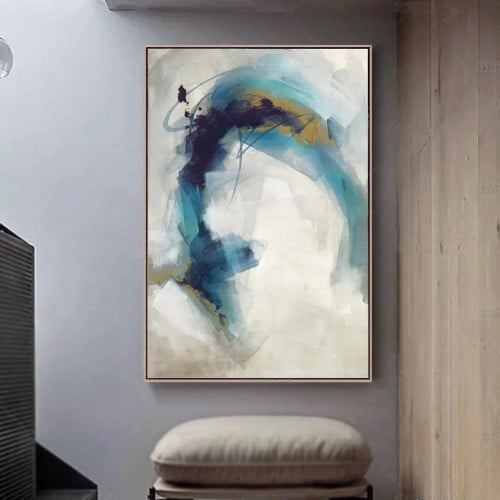 لوحة قماشية بتصميم رسم تجريدي مع برواز مجوف