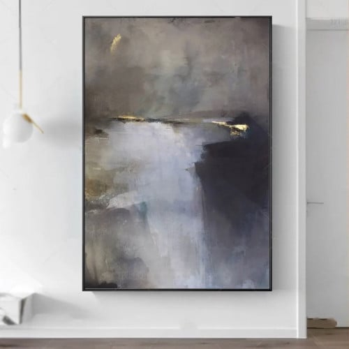 لوحة قماشية بتصميم رسم تجريدي مع برواز مجوف