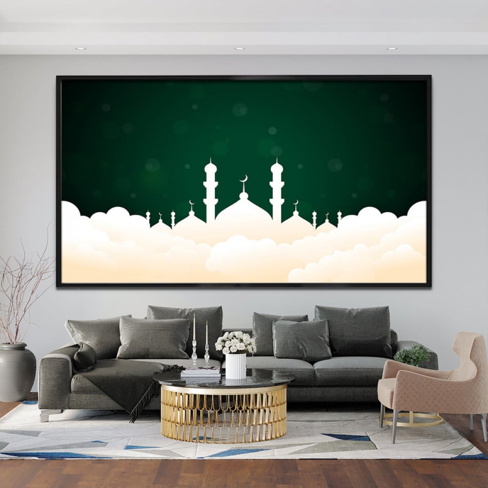 لوحة قماشية بتصميم رسمة إسلامية مع برواز مجوف