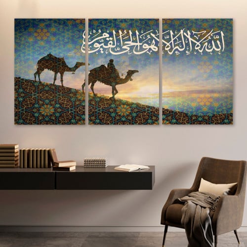 ثلاث لوحات قماشية بتصميم جمل