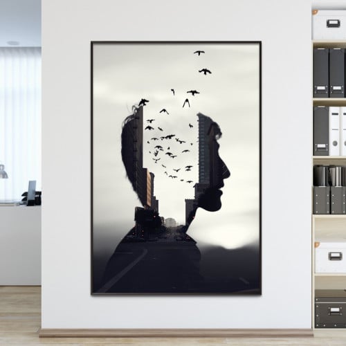 لوحة قماشية بتصميم مودرن مع برواز مجوف
