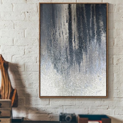 لوحة قماشية بتصميم رسم تجريدي مع برواز مجوف
