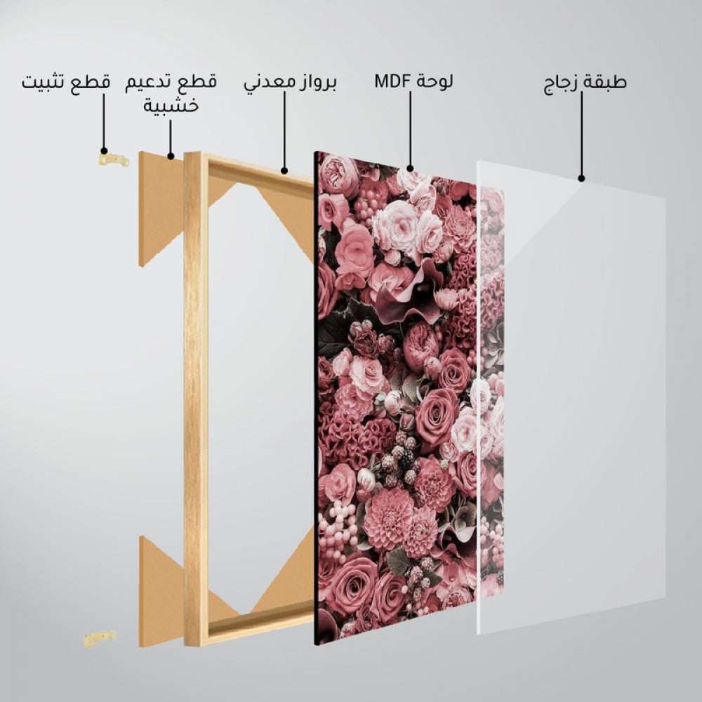ثلاث لوحات جدارية مع  برواز واكريلك شفاف