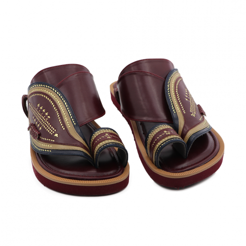 شبشب رجالي شرقي مطرز عنابي  B16