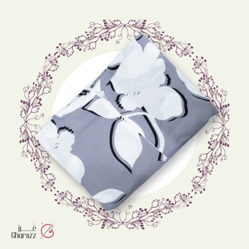 شرشف صلاة رمادي بورود كبيرة مفتوحة