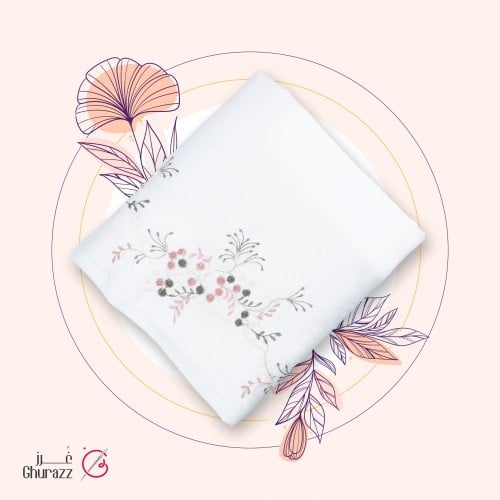 شرشف صلاة مشلح أبيض مطرز