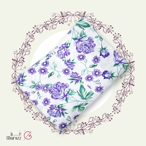 شرشرشف صلاة أبيض مزين بورود اللافندر