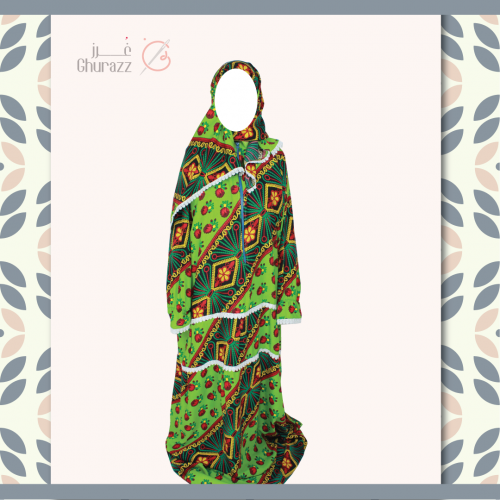 شرشف صلاة بلون اخضر مشجر وبأطراف بيضاء جميلة