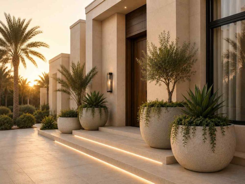 دليل مهندسي الديكور لتنسيق أحواض ومراكن الزرع الكبيرة في الفلل