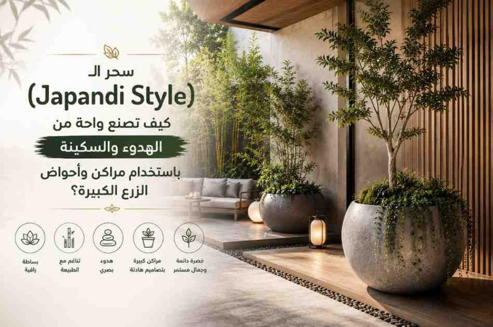 سحر الـ (Japandi Style): كيف تصنع واحة من الهدوء والسكينة باستخدام مراكن وأحواض الزرع الكبيرة?